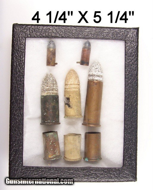 Civil War Dug Bullets In A Display Case