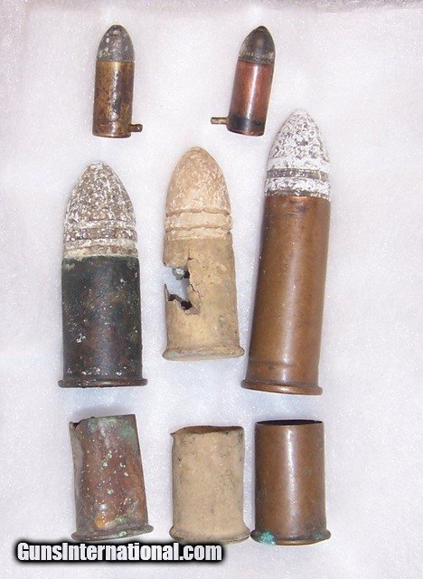 Civil War Dug Bullets In A Display Case