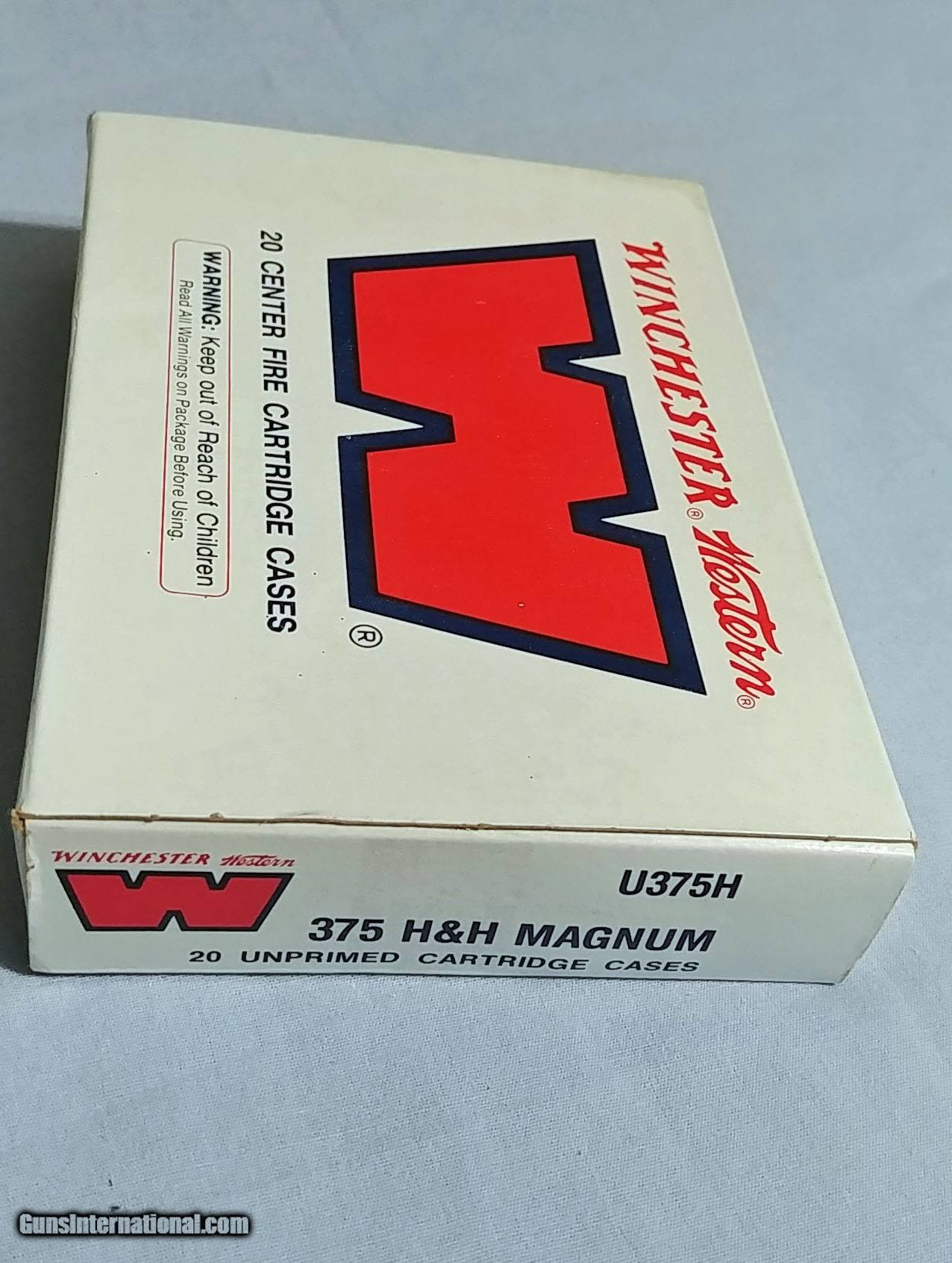 Winchester Western 375 H H Magnum Unprimed Cartridge Cases New Brass