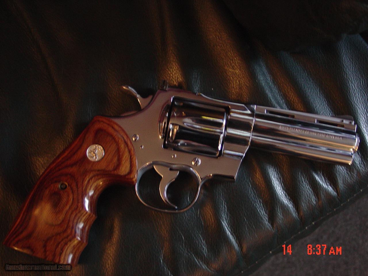 Colt Python4357refinished Nickelcustom Exotic Wood Grips And Bonded Ivory1971with Colt 2752