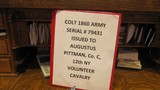 COLT 1860 ARMY ID'D TO A TROOPER IN THE 12TH NY CAVALRY KIA - 2 of 14