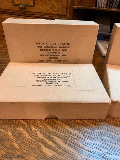 BRAND NEW ORIGINAL WWII NOS COLT AND REMINGTON 1911A1 GRIPS