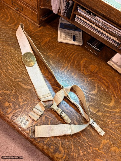 1820-30's U.S. MILITIA WHITE BUFF CAVALRY SHOULDER AND SABER BELT
