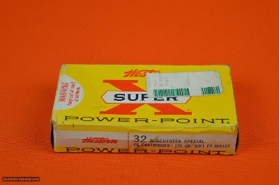 Western Super X 32 Winchester Special 170gr Power Point - Vintage Box with 1 unfired round and 1 fired
