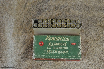 Remington Klean Bore 222 Rem Circa 1946-1960 50gr Soft Point 19 Rounds