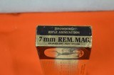 Vintage Browning 7mm Rem Mag Ammo, Gold box with Black Lettering, Full box of 20 rounds, 150gr Soft Point Spitzer - 5 of 10