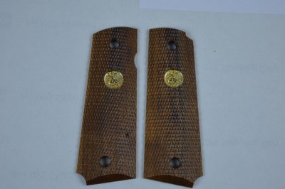 Colt Factory 1911 Grips - Checkered Walnut with Gold Medallions - Like New Condition - Image 2 of 4