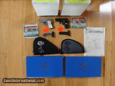 COLT MUSTANG WHITE & BLACK STALLION CONSECUTIVE SERIAL NO. 008 & 009 NEW UNFIRED IN COLT CUSTOM SHOP BOXES