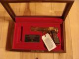 BROWNING HI-POWER 9MM, #7 OF 500 AMERICAN HISTORICAL FOUNDATION ISSUED TO HONOR THE 50TH ANNIVERSARY OF WORLD WAR 2, 24 KARAT GOLD [SOLD PENDING FUNDS - 1 of 3