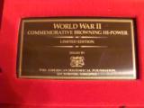BROWNING HI-POWER 9MM, #7 OF 500 AMERICAN HISTORICAL FOUNDATION ISSUED TO HONOR THE 50TH ANNIVERSARY OF WORLD WAR 2, 24 KARAT GOLD [SOLD PENDING FUNDS - 2 of 3