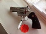 COLT PYTHON 357 MAG. [RARE 3" BRIGHT NICKEL COMBAT PYTHON], NEW UNFIRED, UNTURNED, IN BOX WITH OWNERS MANUAL, ETC. [SOLD PENDING FUNDS] - 2 of 7
