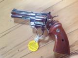 COT PYTHON 357 MAGNUM, 4" BRIGHT NICKEL, MFG. 1968, NEW UNFIRED, UNTURNED, IN THE BOX - 4 of 4