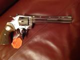 COLT PYTHON 357 MAGNUM 8" BRITE NICKEL, MFG. 1981, LIKE NEW IN BOX, NO CYLINDER RING, APPEARS UNFIRED - 2 of 3