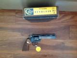 COLT PYTHON 357 MAGNUM, 6" BLUE, MFG. 1964, APPEARS UNFIRED SINCE IT LEFT FACTORY, IN BOX - 2 of 4