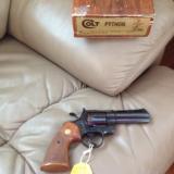 COLT PYTHON 357 MAGNUM 4" BLUE, MFG. 1980, APPEARS UNFIRED WITH NO CYLINDER TURN RING, IN BOX WITH ALL PAPERS - 2 of 11