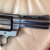 COLT PYTHON 357 MAGNUM 4" BLUE, MFG. 1980, APPEARS UNFIRED WITH NO CYLINDER TURN RING, IN BOX WITH ALL PAPERS - 9 of 11