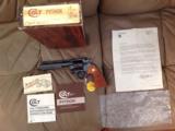 COLT PYTHON 357 MAGNUM, 6" "ROYAL BLUE", NEW APPEARS FACTORY TEST FIRED ONLY, 100% COND. MFG. 1980, IN BOX - 1 of 3