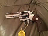 COLT PYTHON 357 MAGNUM 4" BRIGHT NICKEL, MFG. 1979, NEW UNFIRED, UNTURNED, 100% COND. IN BOX - 3 of 4