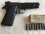 M. A. C. 7.65 CAL. MODEL 1935S FRENCH MILITARY, ALL FACTORY ORIGINAL WITH ORIGINAL MAG., COMES WITH FULL BOX OF FRENCH AMMO + 8 LOOSE ROUNDSGOOD COND. - 1 of 2