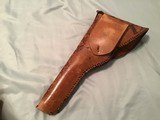 LEATHER HOLSTER HAND TOOLED WITH FLAP AND SNAP LIKE NEW COND - 2 of 2