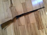 BROWNING TROMBONE, MFG. IN BELGIUM, 22 LR. PUMP, BLUEING 99%, WOOD HAS SOME HANDLING MARKS - 1 of 8