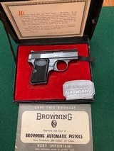 BABY BROWNING 25 AUTO,
BLUE, LIKE NEW IN BOX WITH OWNERS MANUAL, ETC. - 1 of 5