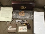 COLT PYTHON 357 MAGNUM, 4” BRIGHT NICKEL, MFG. 1980, NEW UNFIRED, UNTURNED 100% COND. IN THE BOX - 1 of 4