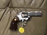 COLT PYTHON 357 MAGNUM, 4” BRIGHT NICKEL, MFG. 1980, NEW UNFIRED, UNTURNED 100% COND. IN THE BOX - 2 of 4