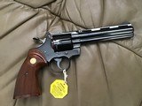 COLT PYTHON 357 MAGNUM, 6” ROYAL BLUE, MFG. 1981, NEW UNFIRED IN THE MAROON COLT CUSTOM BOX - 2 of 7