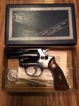 SMITH & WESSON 36 NO DASH, 38 SPC. CAL., 2” BLUE, NEW UNFIRED IN THE BOX WITH CLEANING KIT, ETC. - 1 of 2