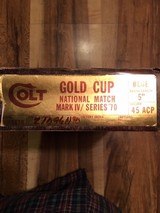COLT 45 AUTO. SERIES 70 GOLD CUP, NEW UNFIRED, 100% COND. IN THE BOX WITH HANG TAG, OWNERS MANUAL ETC. - 2 of 2
