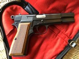 BROWNING HI POWER 9MM, MFG. 1969, HAS POPULAR RING HAMMER, NEW UNFIRD, 100% COND. IN THE BROWNING ZIPPER CASE - 2 of 3