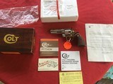 COLT PYTHON 357 MAGNUM, 4” BRIGHT NICKEL, MFG. 1982, NEW UNFIRED, UNTURNED, 100% COND. IN THE ORIGINAL BOX