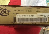 COLT PYTHON 357 MAGNUM, 6” BRIGHT NICKEL, MFG. 1981, NEW, UNFIRED, UNTURNED, 100% COND. IN THE ORIGINAL BOX - 4 of 4