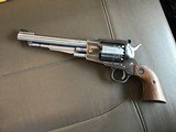 RUGER OLD ARMY 44 CAL. STAINLESS 7 1/2” BARREL, COMES WITH OWNERS MANUAL, POWDER FLASK, NIPPLE WRENCH, ETC. IN THE BOX - 3 of 6