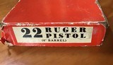 RUGER MARK 1, 22 LR. 6” BARREL, OLD MODEL, LIKE NEW COND. IN RED BOX WITH OWNERS MANUAL - 6 of 6