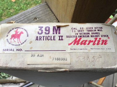 MARLIN 39M MOUNTIE, ARTICLE Il, 22LR. 20” BARREL, “COMMEMORATING 100 YRS. OF THE RIGHT TO BEAR ARMS”, NEW UNFIRED IN THE BOX - Image 10 of 10