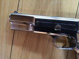 BROWNING BELGIUM 9MM, FACTORY NICKEL, GOLD TRIGGER, MFG. 1982, COMES WITH BROWNING RED LINED ZIPPER, BLACK CASE, UNFIRED 100% COND. - 4 of 6