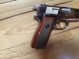 BROWNING BELGIUM 9MM, FACTORY NICKEL, GOLD TRIGGER, MFG. 1982, COMES WITH BROWNING RED LINED ZIPPER, BLACK CASE, UNFIRED 100% COND. - 5 of 6