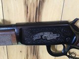 WINCHESTER 9422, HIGH GRADE, 22 LR. 20” BARREL, TRIBUTE TRADITIONAL, GOLD HORSE RIDER WITH ENGRAVED RECEIVER & VERY FANCY WALNUT, NEW UNFIRED IN BOX - 2 of 12