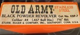 RUGER OLD ARMY, 44 CAL. MUZZLE LOADER, STAINLESS, 7 1/2” BARREL NEW UNFIRED IN BOX 100% COND. COMES WITH OWNERS MANUAL ETC. - 3 of 4