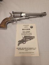 RUGER OLD ARMY, 44 CAL. MUZZLE LOADER, STAINLESS, 7 1/2” BARREL NEW UNFIRED IN BOX 100% COND. COMES WITH OWNERS MANUAL ETC. - 1 of 4