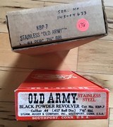 RUGER OLD ARMY 44 CAL, 7 1/2” STAINLESS, BLACK POWDER, NEW UNFIRED IN THE BOX WITH OWNERS MANUAL ETC. - 7 of 7