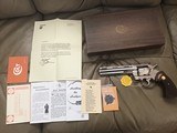 COLT PYTHON 357 MAGNUM, 6” BRIGHT NICKEL, MFG. 1972, NEW UNFIRED, UNTURNED 100% COND. IN THE BOX - 1 of 6