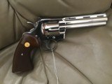COLT PYTHON 357 MAGNUM, 6” BRIGHT NICKEL, MFG. 1972, NEW UNFIRED, UNTURNED 100% COND. IN THE BOX - 2 of 6