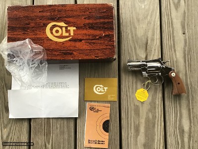 COLT DIAMONDBACK 38 SPC. 2 1/2” BRIGHT NICKEL, NEW UNFIRED, UNTURNED 100% COND.