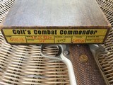 SOLD——COLT SERIES 70, COMBAT COMMANDER 45 ACP, IN RARE SATIN NICKEL, VERY SCARCE GUN, NEW UNFIRED 100% COND. IN THE BOX WITH OWNER MANUAL, ETC. - 6 of 6