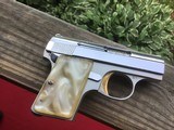 BROWNING BELGIUM “BABY” 25 AUTO, BRIGHT NICKEL, WITH ZIPPER POUCH, MINT COND. - 2 of 3