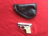 BROWNING BELGIUM “BABY” 25 AUTO, BRIGHT NICKEL, WITH ZIPPER POUCH, MINT COND.