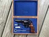 SMITH & WESSON 57-3, 41 MAGNUM, RARE 4” BLUE, TARGET TRIGGER, TARGET HAMMER, TARGET GRIPS, NEW IN WOOD PRESENTATION CASE WITH CLEANING TOOLS - 2 of 4